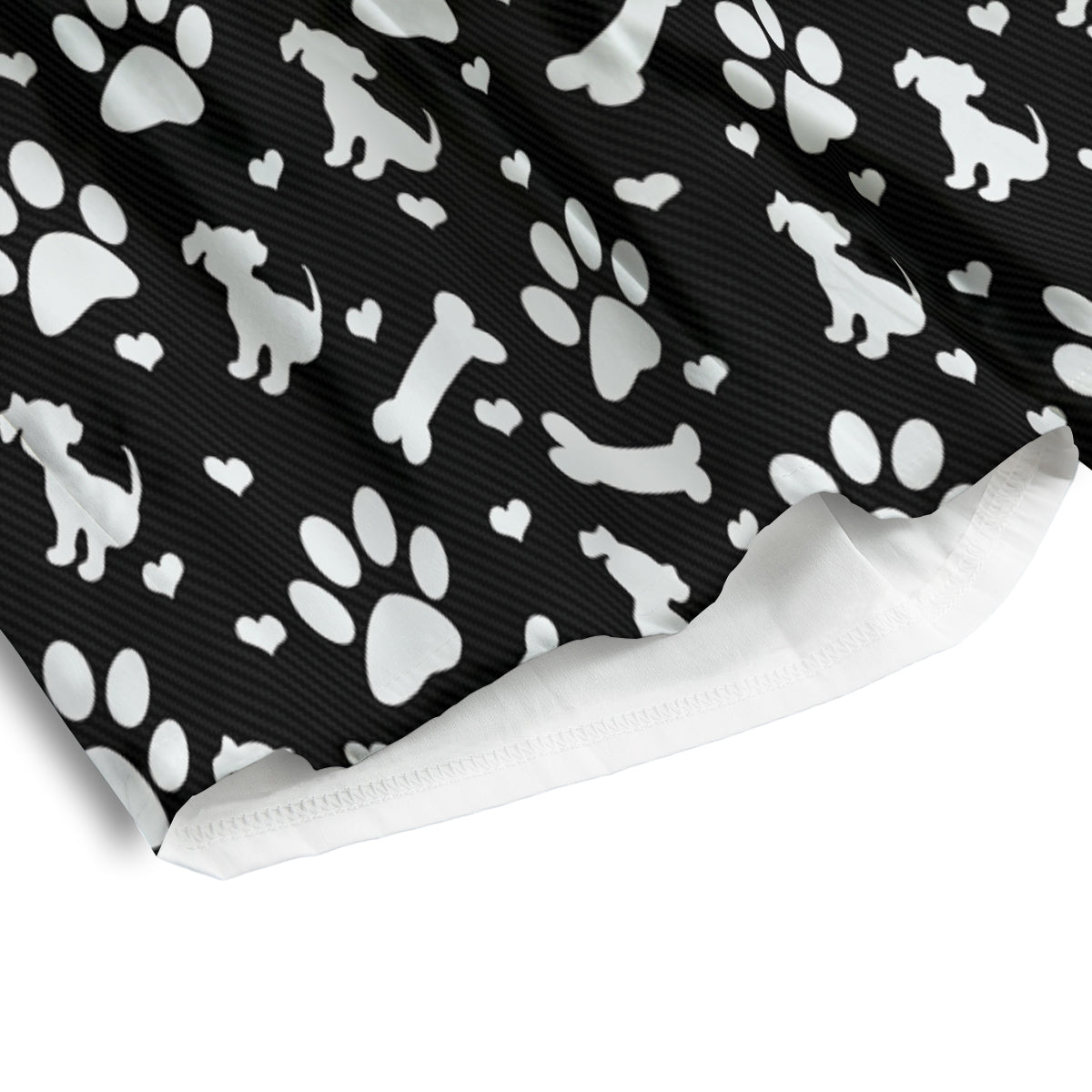 Black and White Dog Paw Print Pattern Men's Athletic Shorts