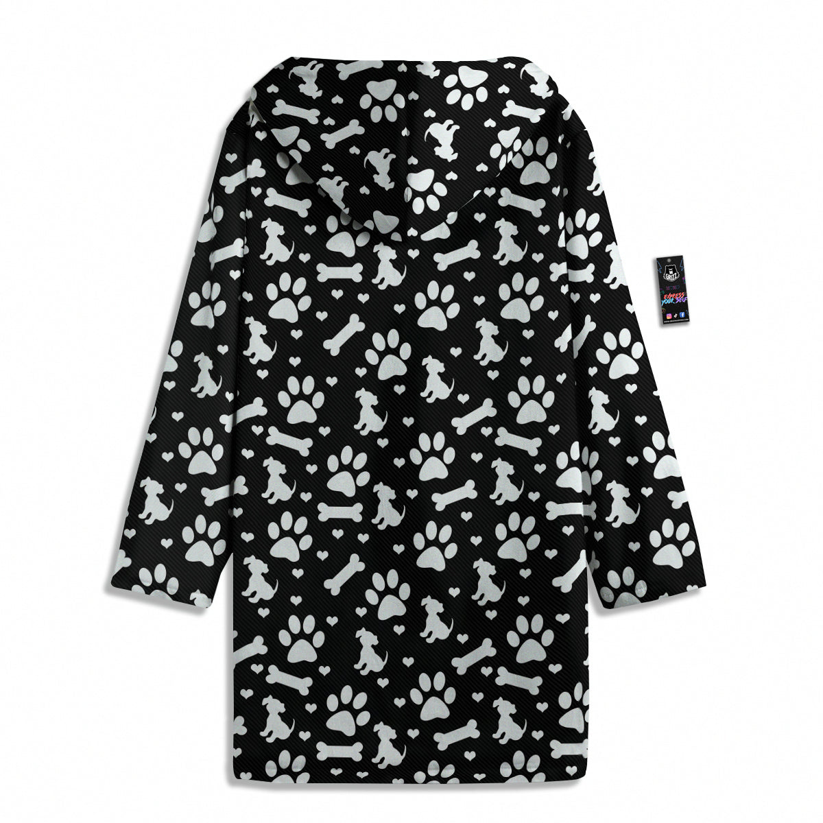 Black and White Dog Paw Print Pattern Men's Windbreaker Jacket-grizzshop