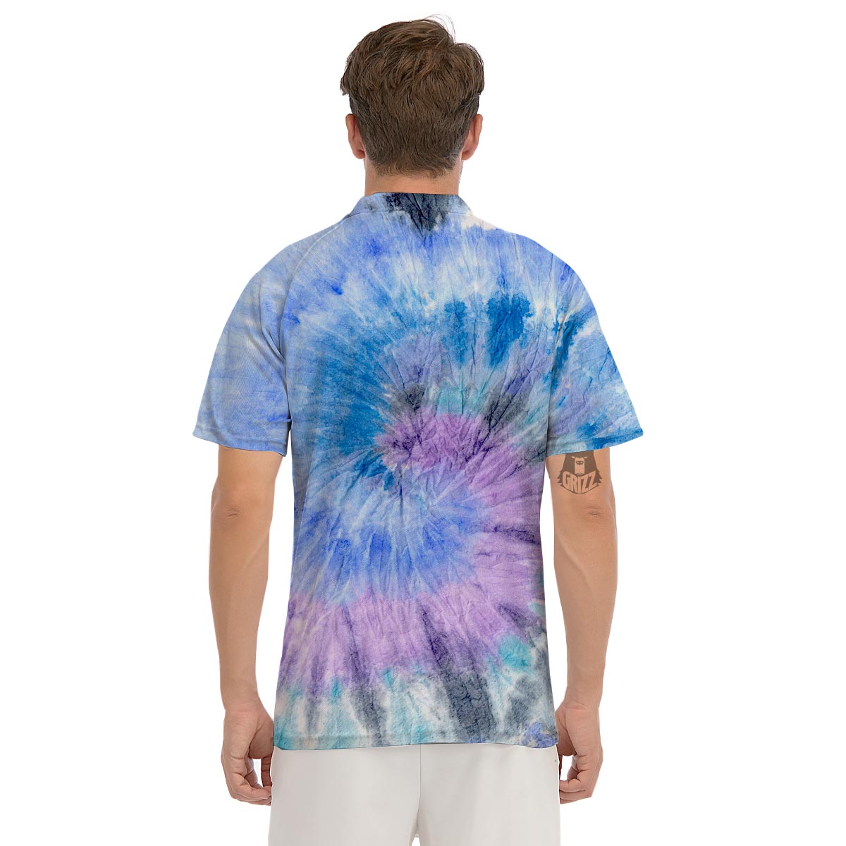 Black And Blue Tie Dye Men's Golf Shirts-grizzshop