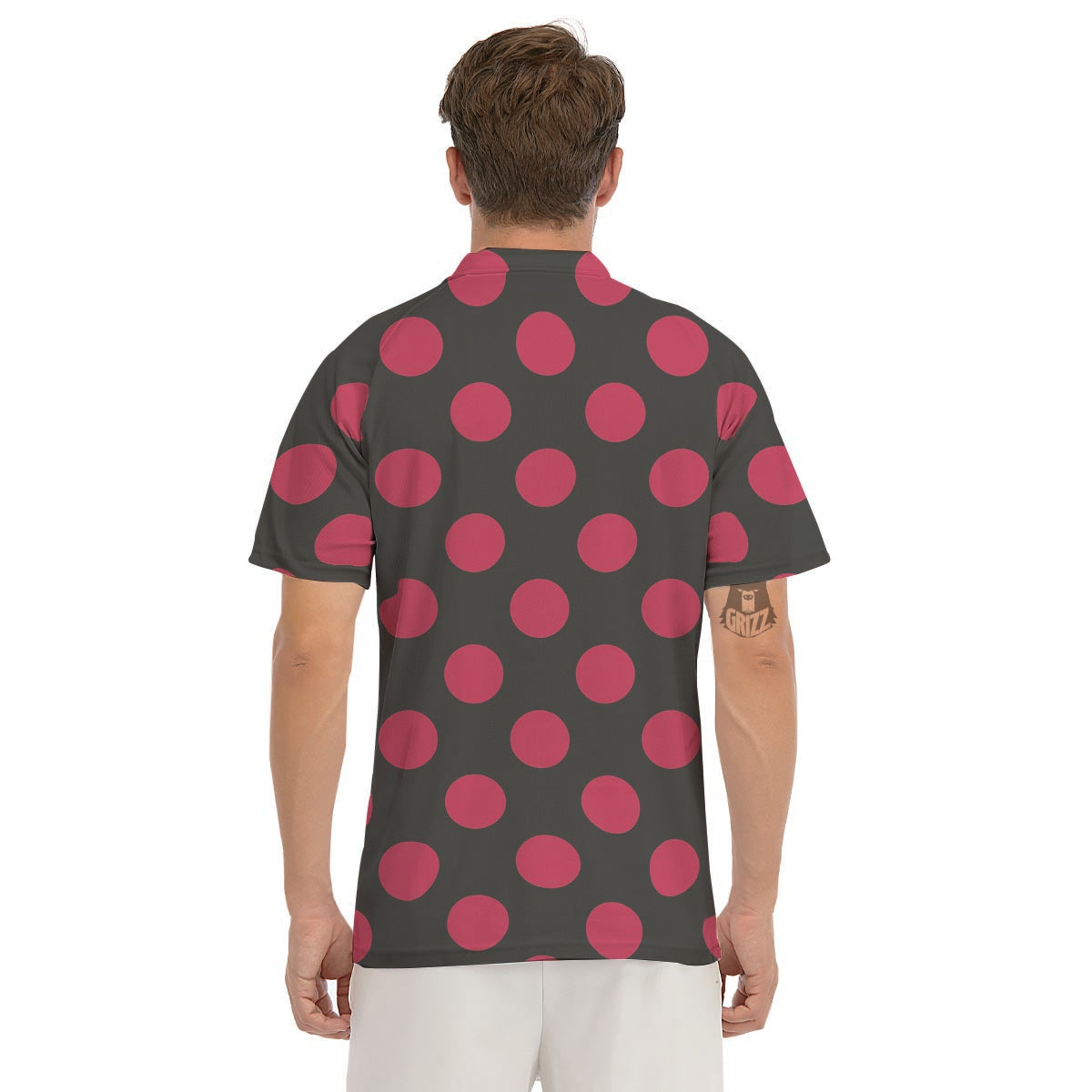 Black And Maroon Polka Dot Men's Golf Shirts-grizzshop