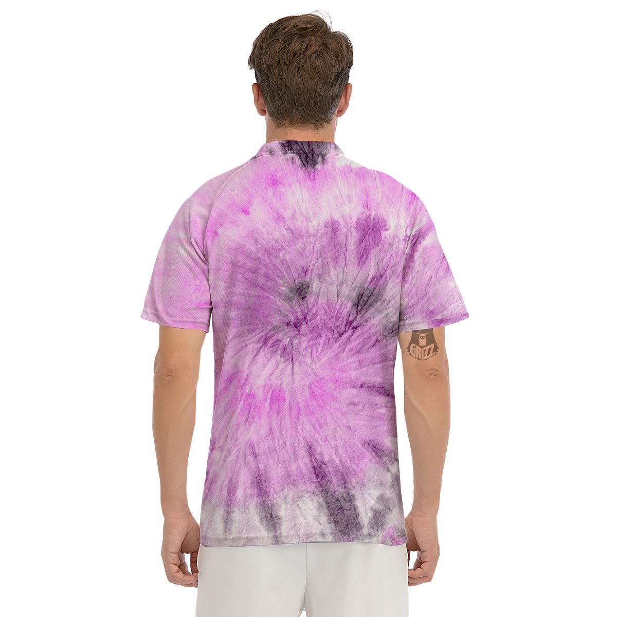 Black And Purple Tie Dye Men's Golf Shirts-grizzshop