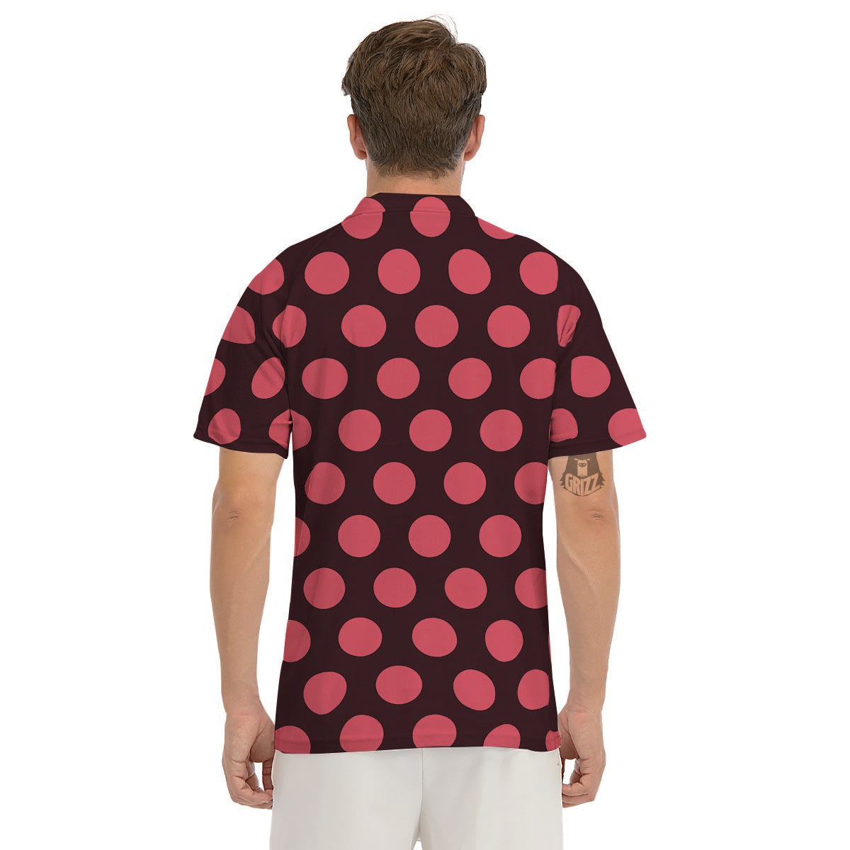 Black And Red Polka Dot Men's Golf Shirts-grizzshop