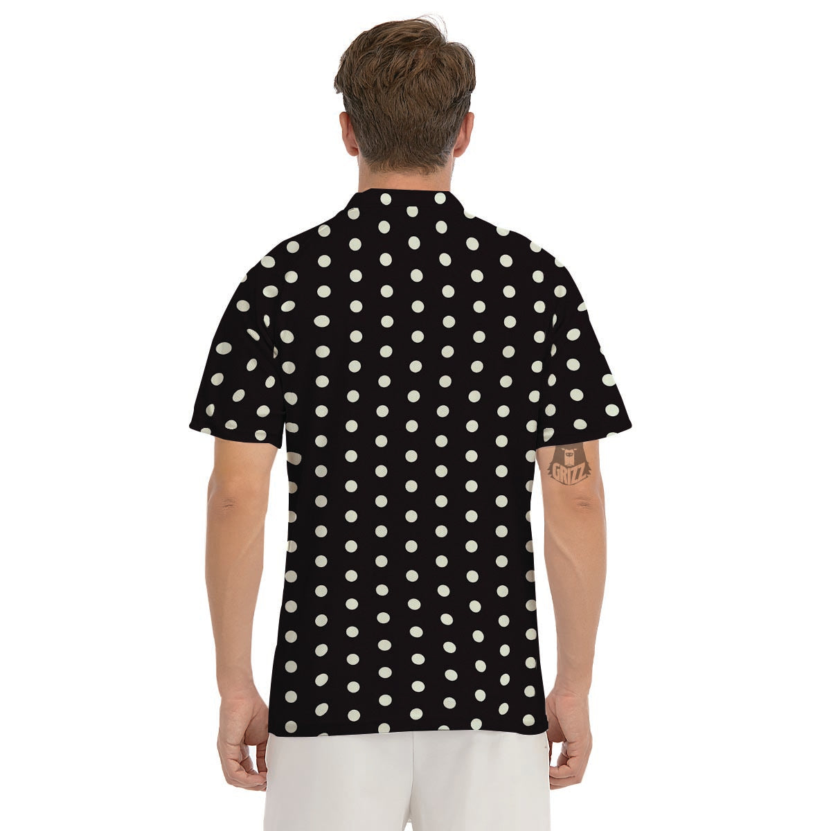 Black And White Polka Dot Men's Golf Shirts-grizzshop