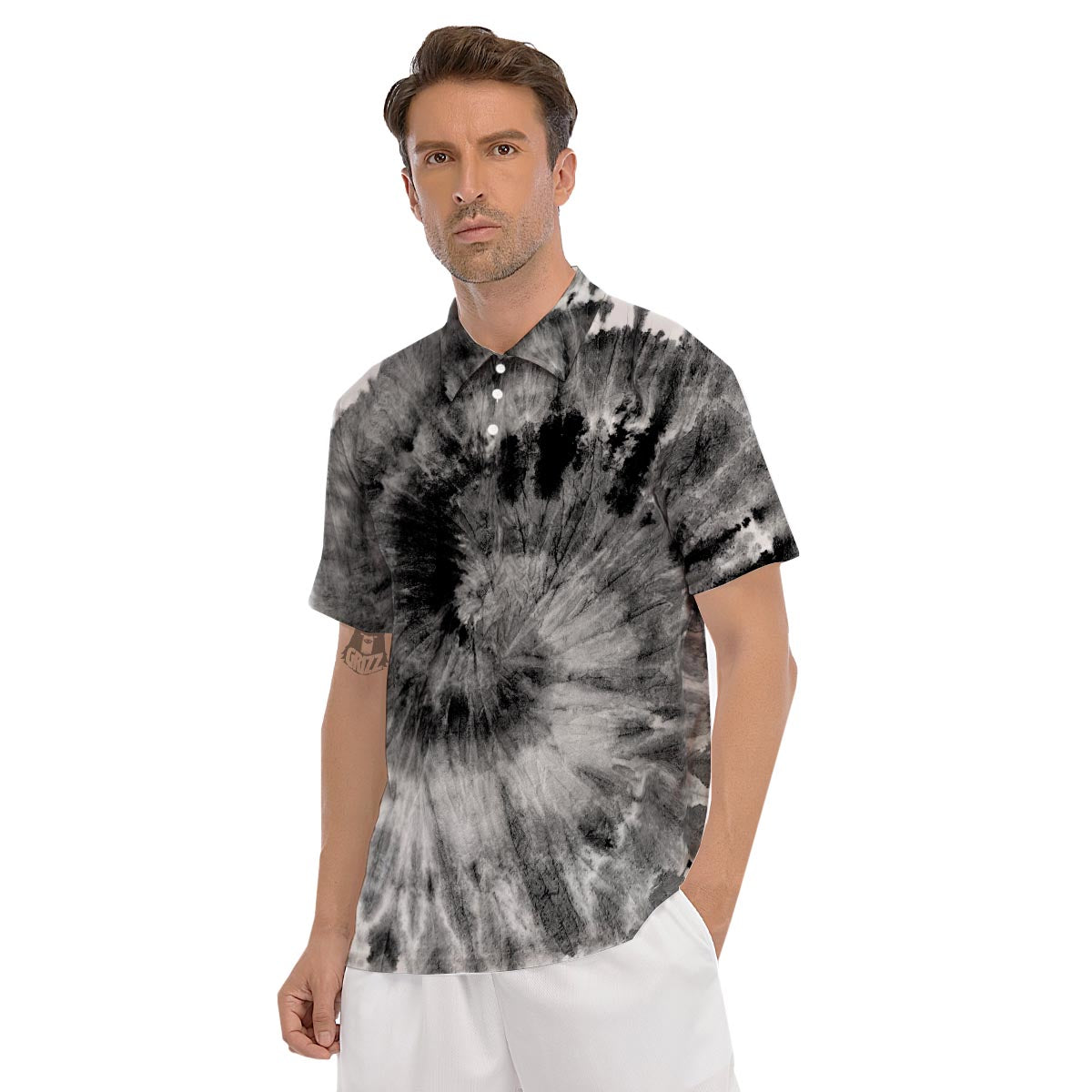 Black Tie Dye Men's Golf Shirts-grizzshop