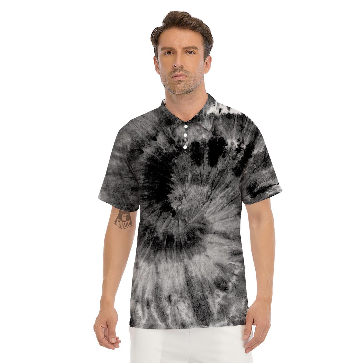 Black Tie Dye Men's Golf Shirts-grizzshop