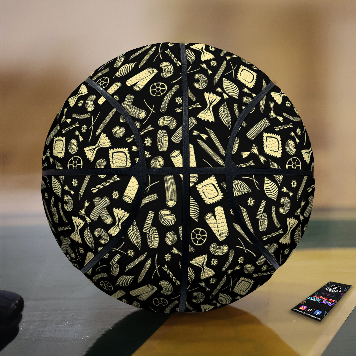 Black And Beige Macaroni Print Pattern Basketball