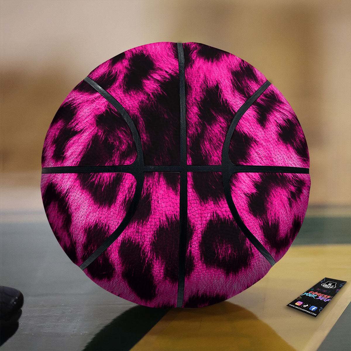 Black Cheetah And Hot Pink Print Basketball