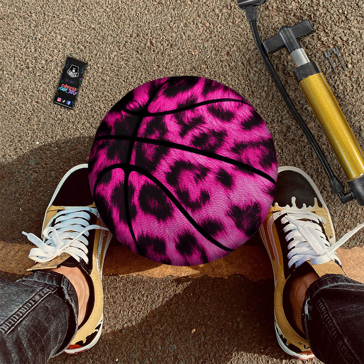 Black Cheetah And Hot Pink Print Basketball