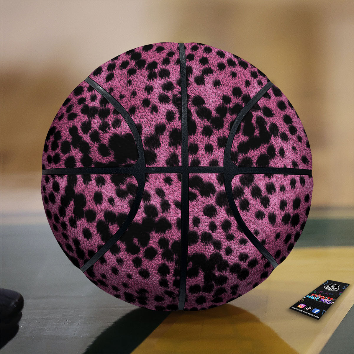 Black Cheetah And Hot Purple Print Basketball