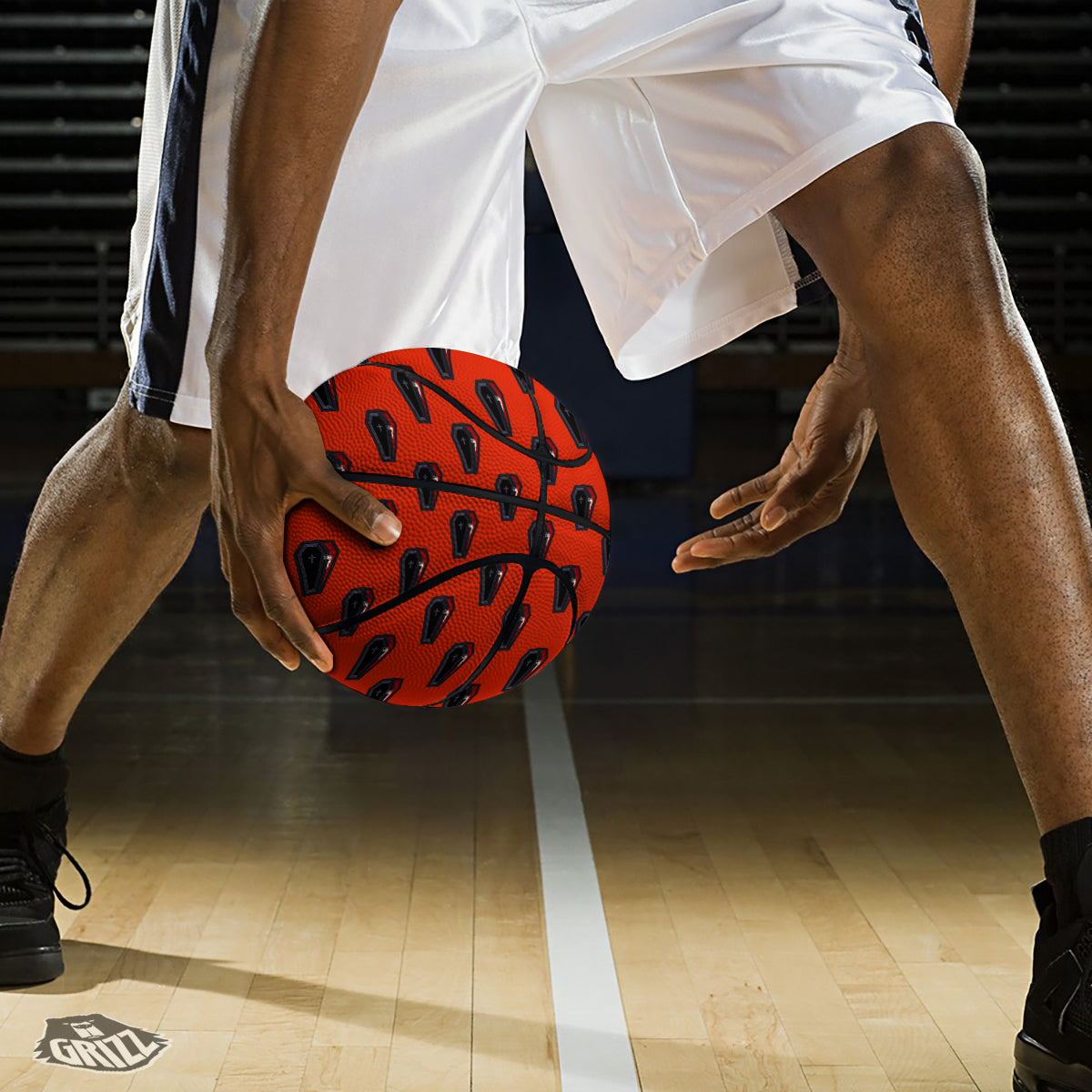 Black Coffin Red Print Pattern Basketball