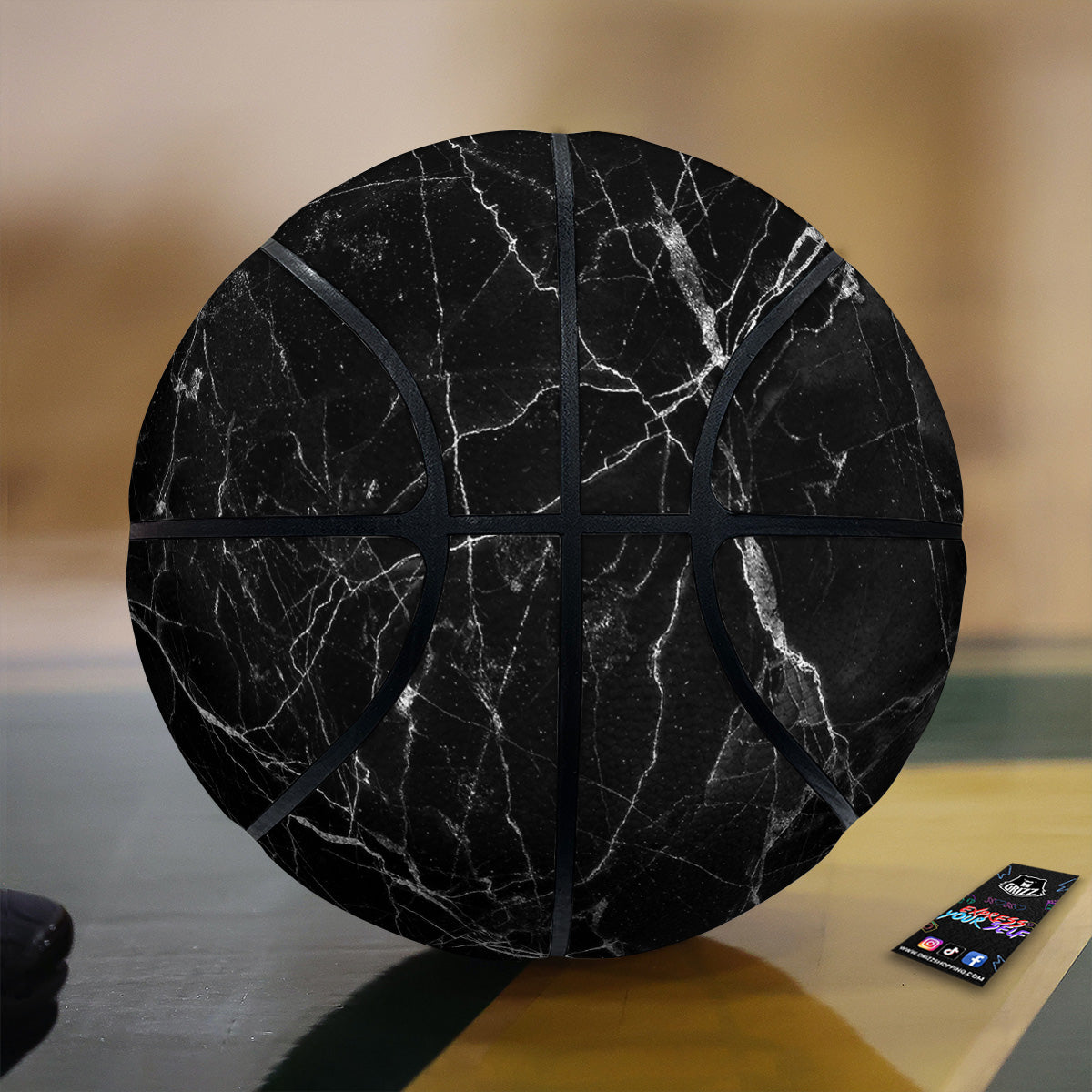 Black Marble White Grunge Print Basketball