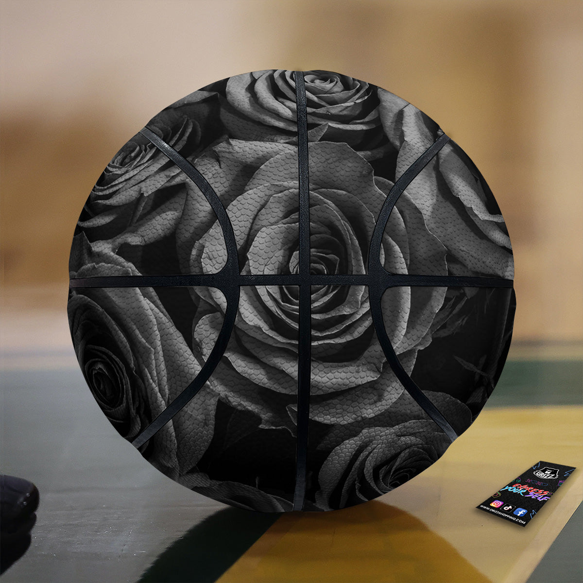 Black Rose Print Basketball