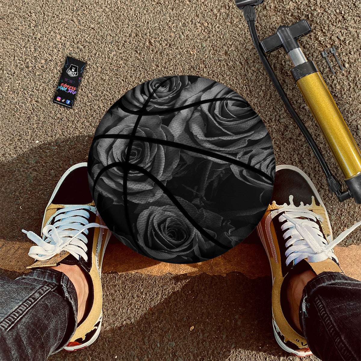 Black Rose Print Basketball