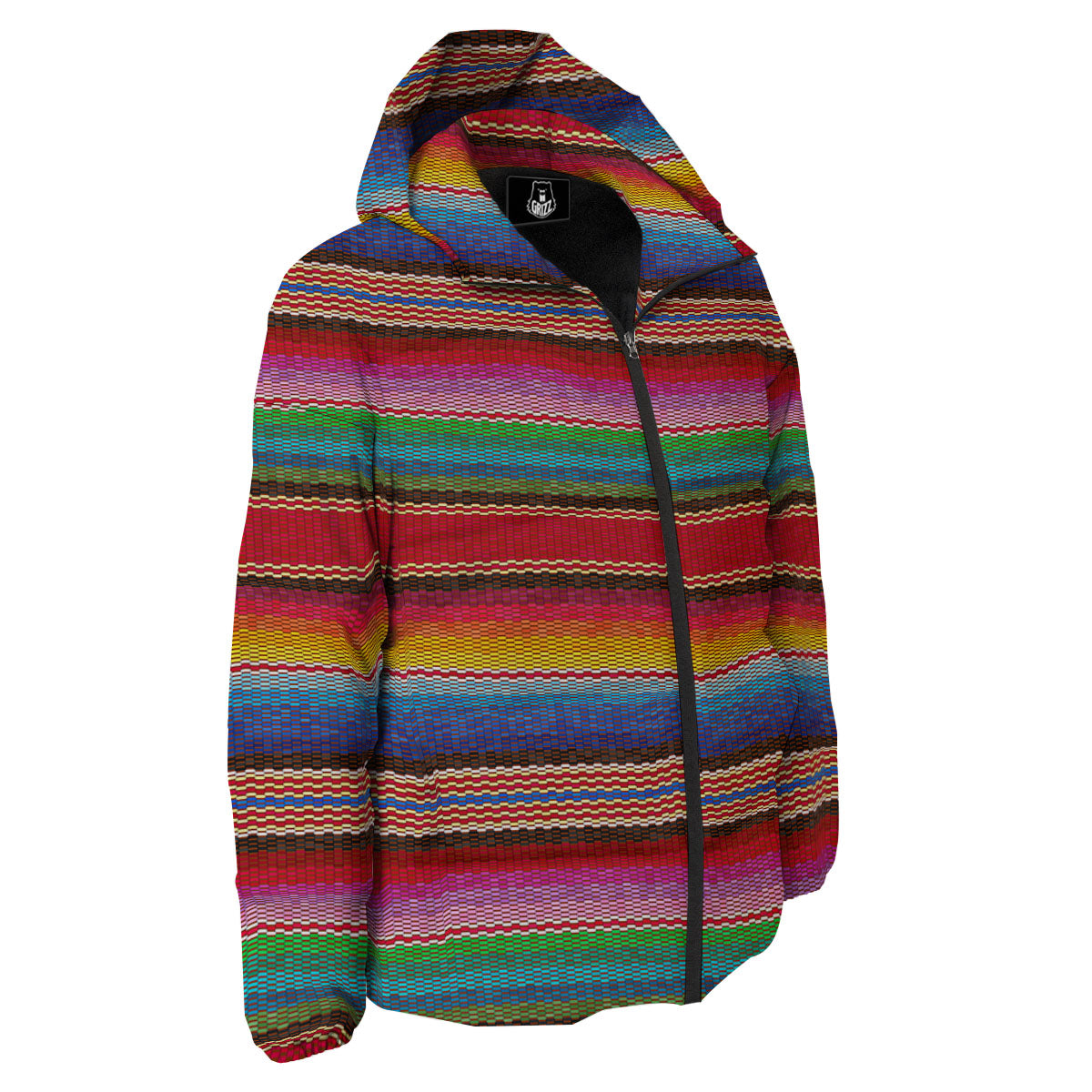 Blanket Mexican Colorful Print Pattern Down Jacket-grizzshop