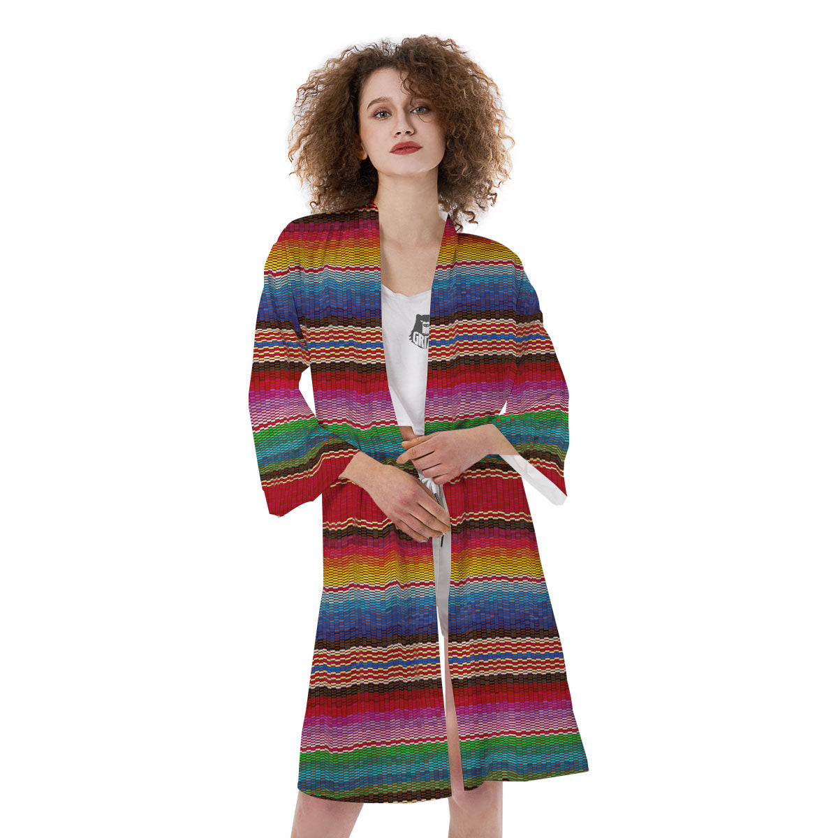 Blanket Mexican Colorful Print Pattern Kimono-grizzshop