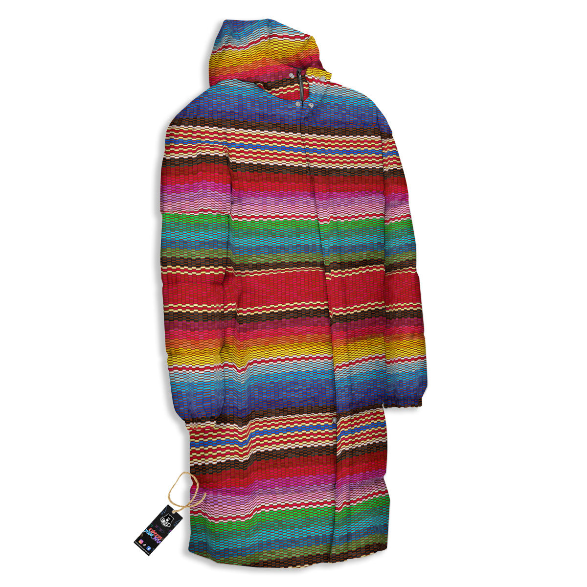 Blanket Mexican Colorful Print Pattern Long Down Jacket-grizzshop