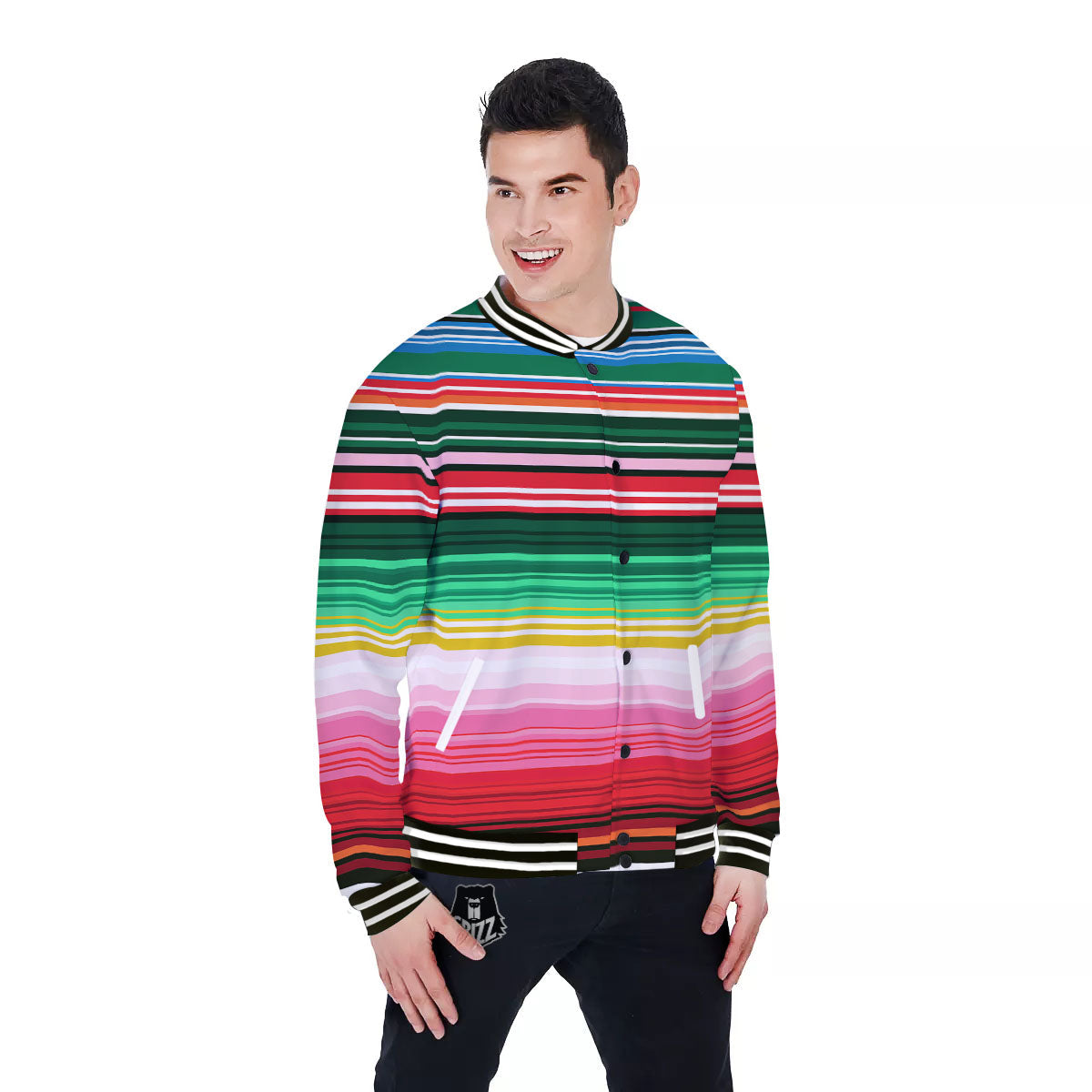 Blanket Mexican Serape Print Pattern Baseball Jacket-grizzshop