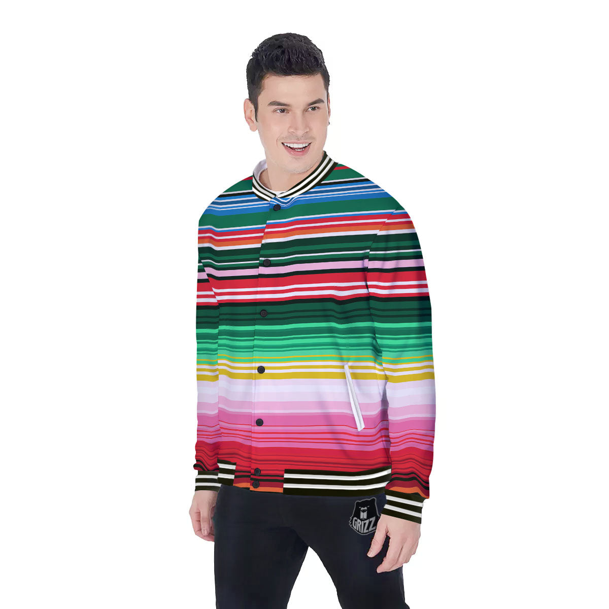 Blanket Mexican Serape Print Pattern Baseball Jacket-grizzshop