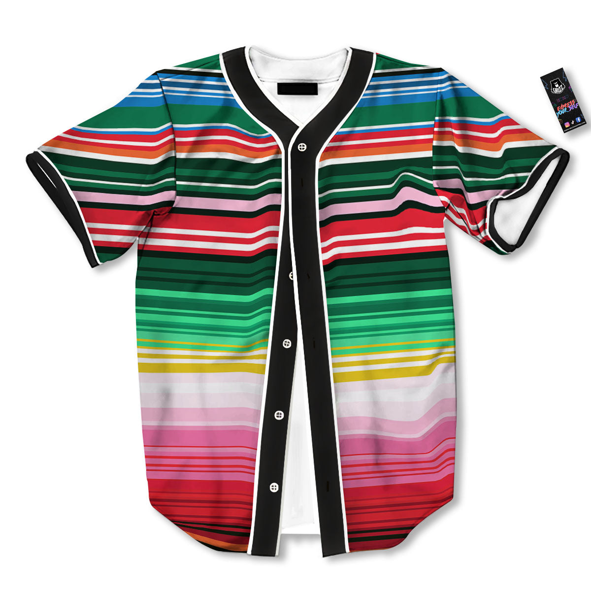 Blanket Mexican Serape Print Pattern Baseball Jersey-grizzshop