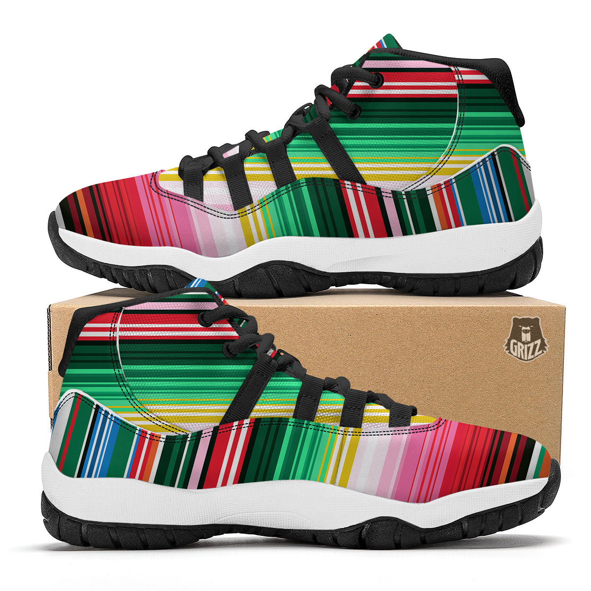 Blanket Mexican Serape Print Pattern Black Bball Shoes-grizzshop
