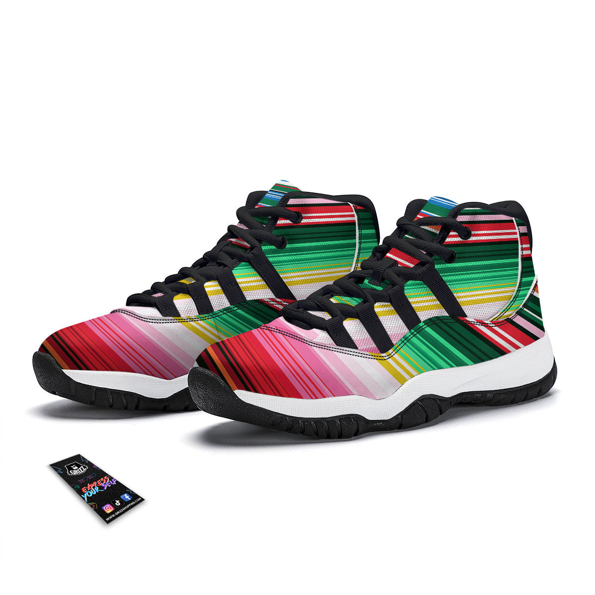 Blanket Mexican Serape Print Pattern Black Bball Shoes-grizzshop