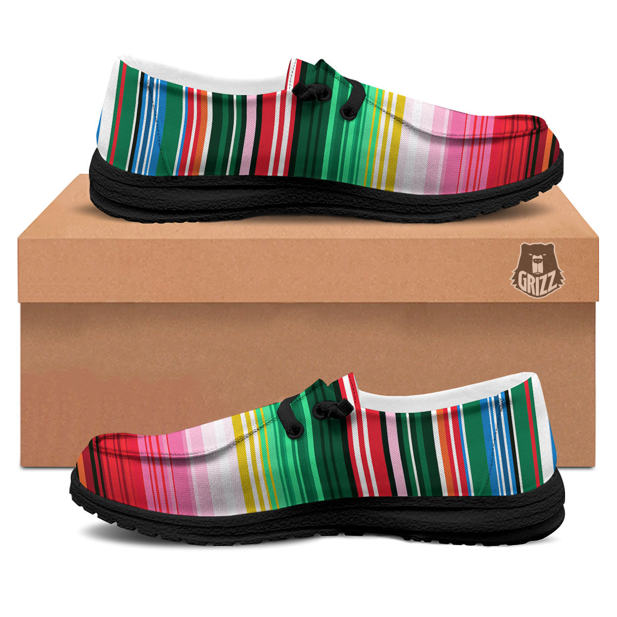 Blanket Mexican Serape Print Pattern Black Loafers-grizzshop