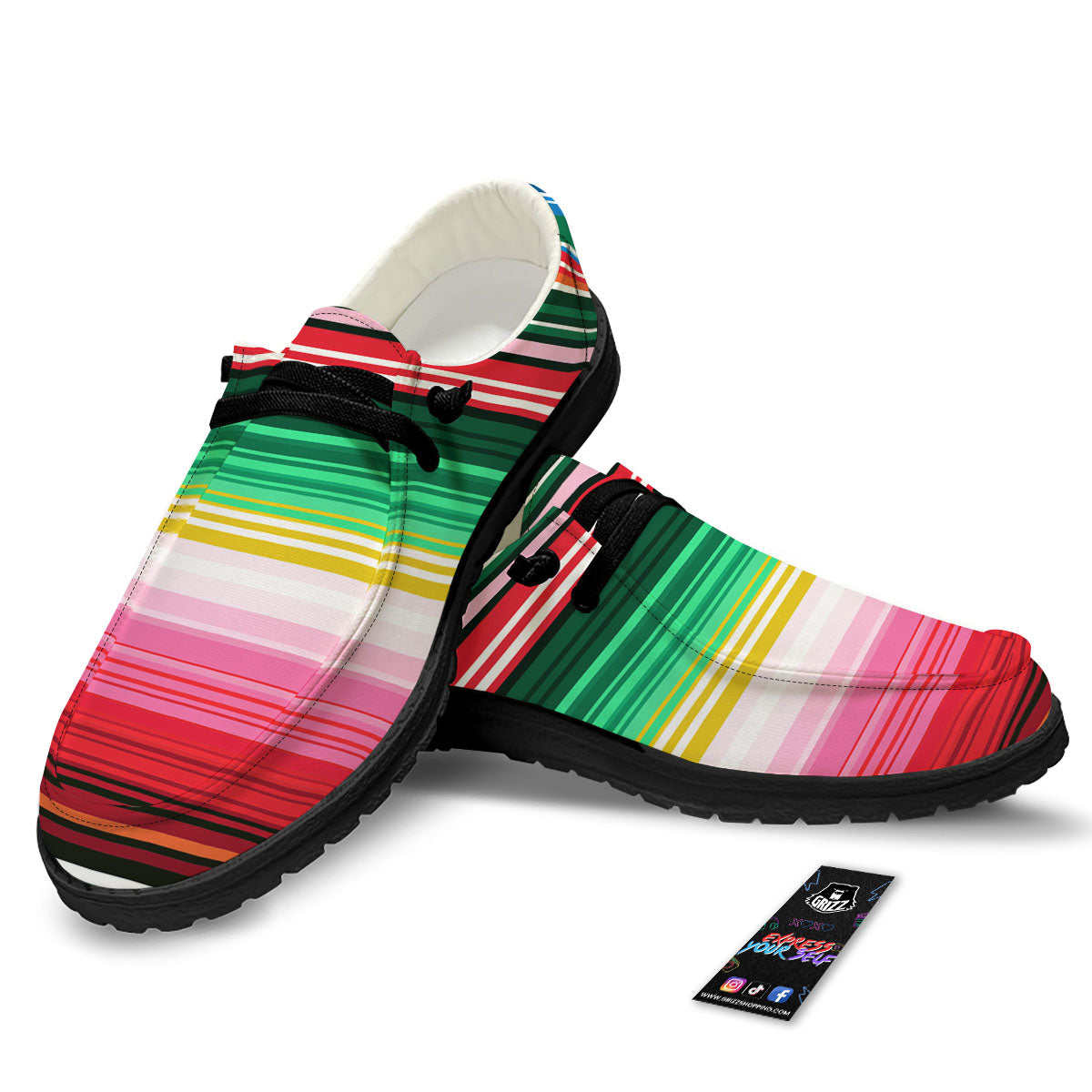 Blanket Mexican Serape Print Pattern Black Loafers-grizzshop