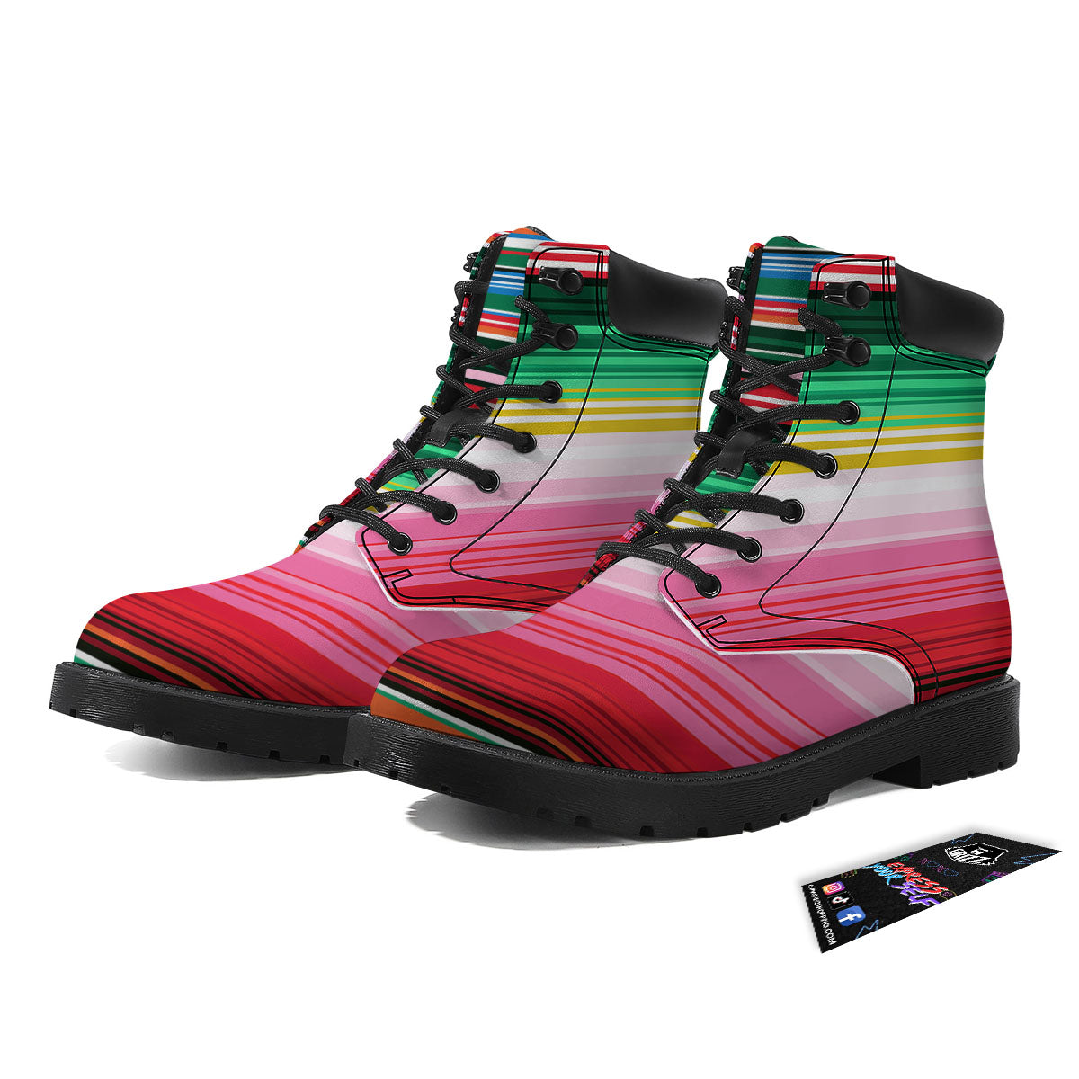 Blanket Mexican Serape Print Pattern Boots-grizzshop