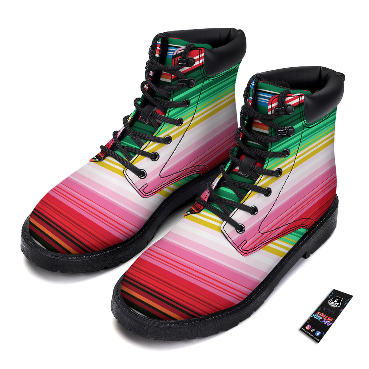 Blanket Mexican Serape Print Pattern Boots-grizzshop