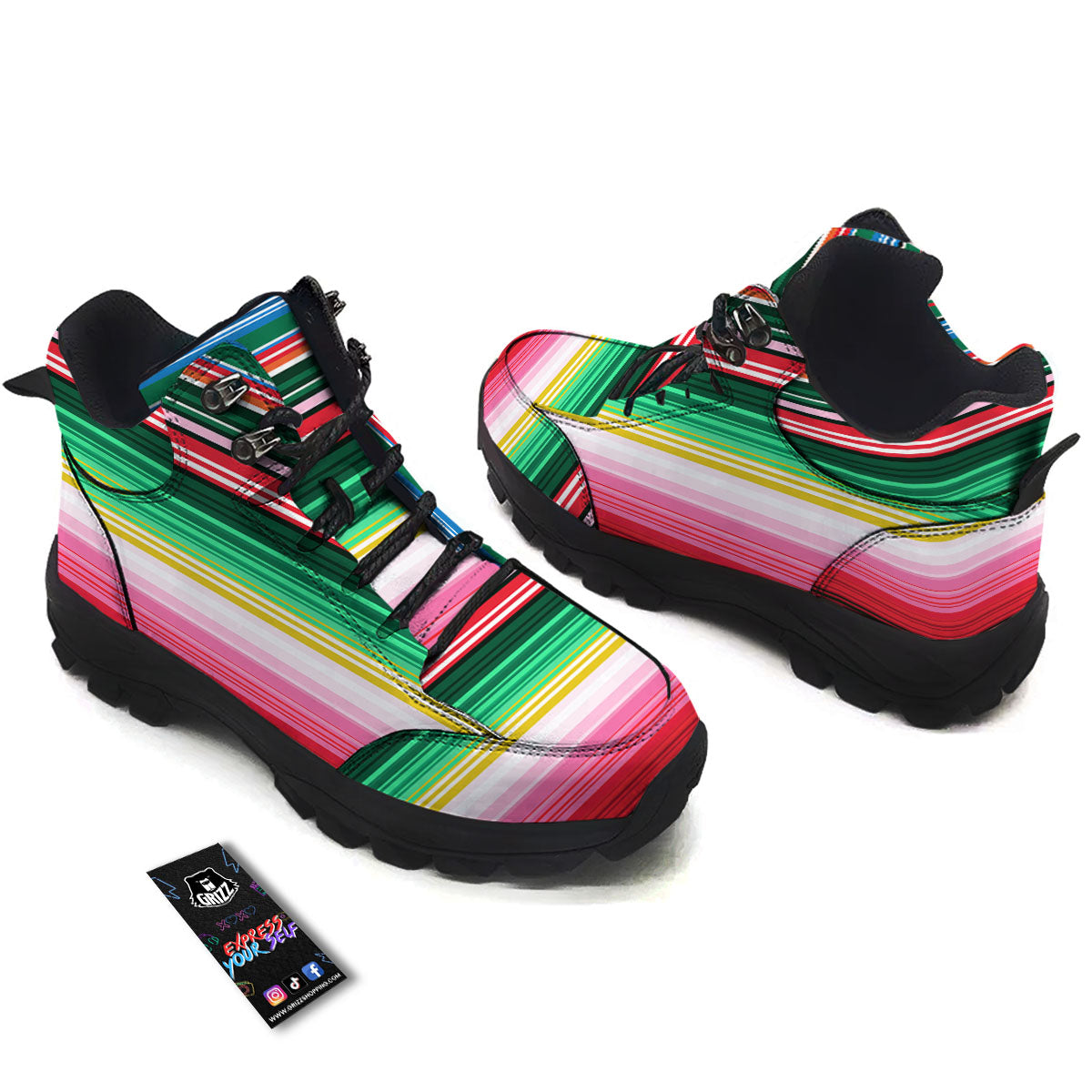 Blanket Mexican Serape Print Pattern Hiking Shoes-grizzshop
