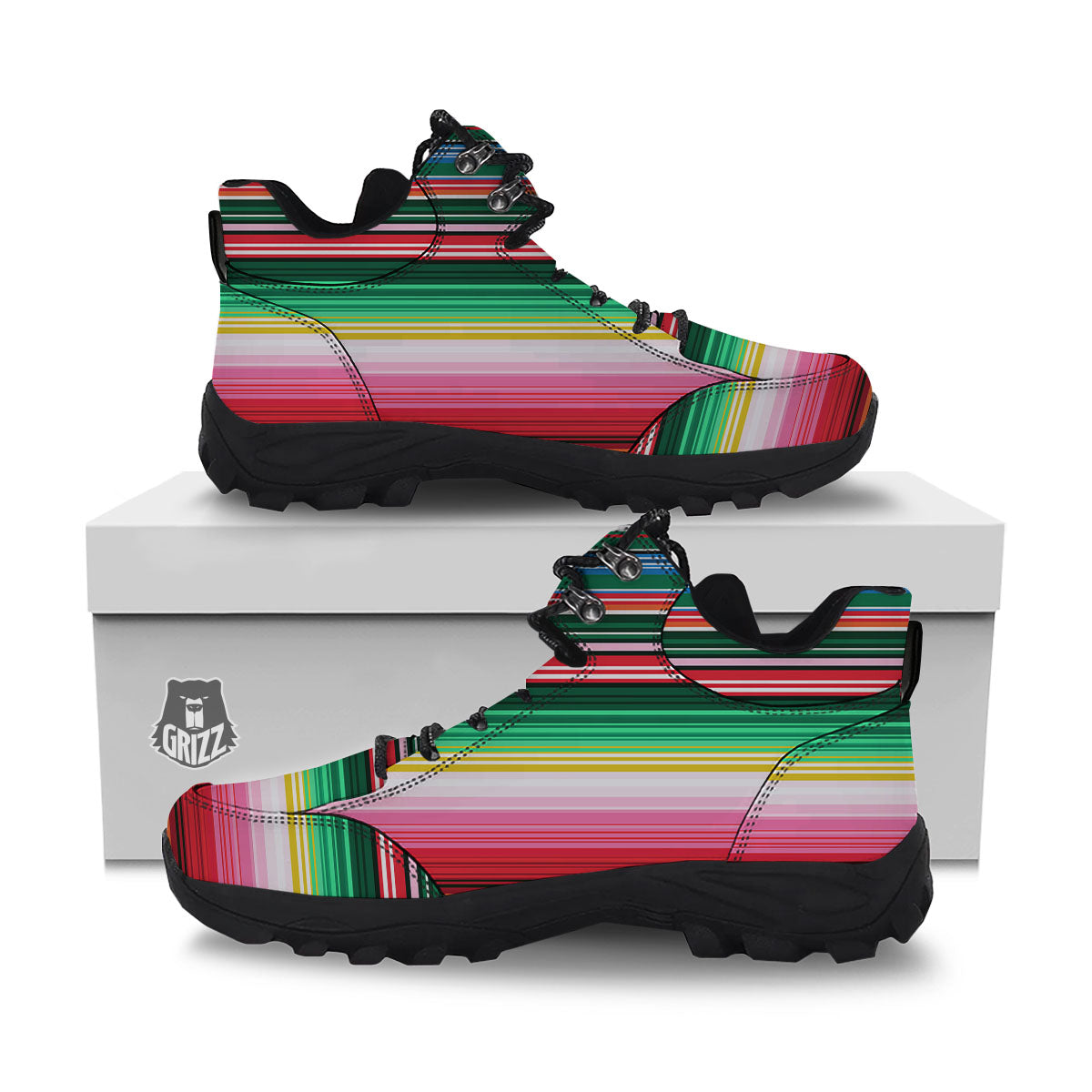 Blanket Mexican Serape Print Pattern Hiking Shoes-grizzshop