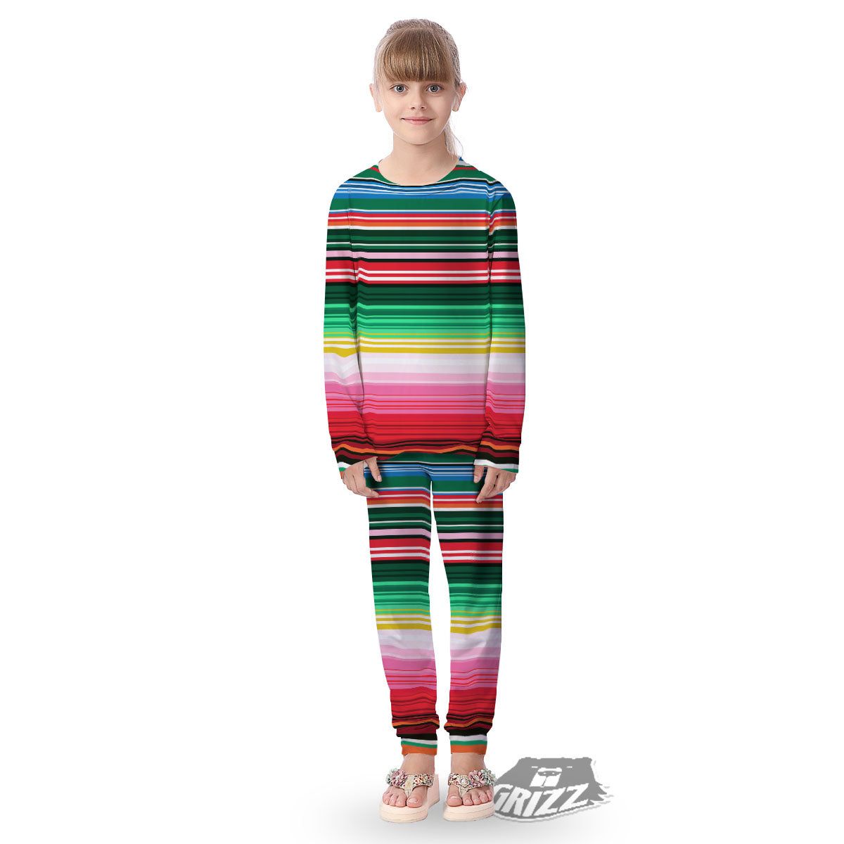 Blanket Mexican Serape Print Pattern Kid's Pajamas-grizzshop