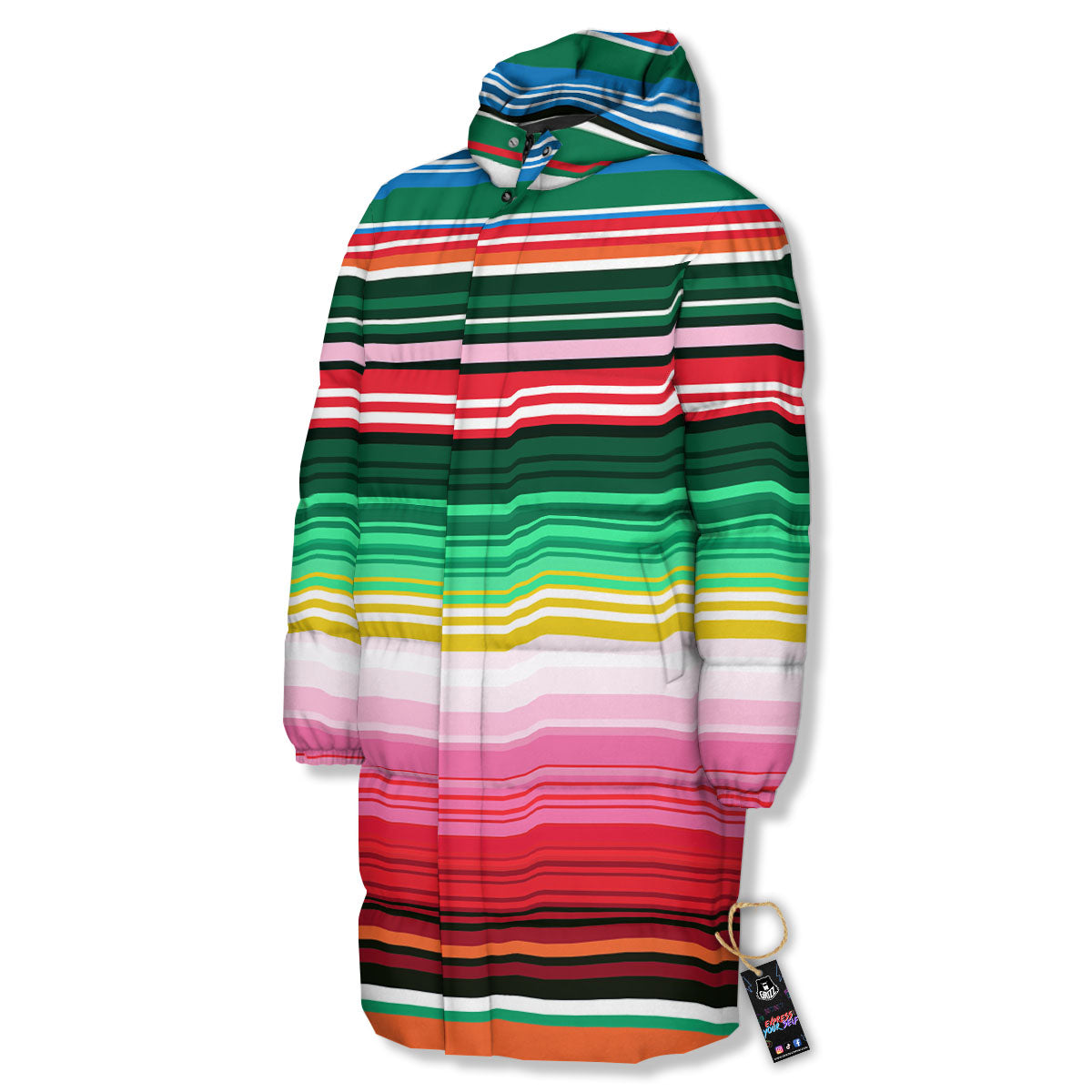Blanket Mexican Serape Print Pattern Long Down Jacket-grizzshop