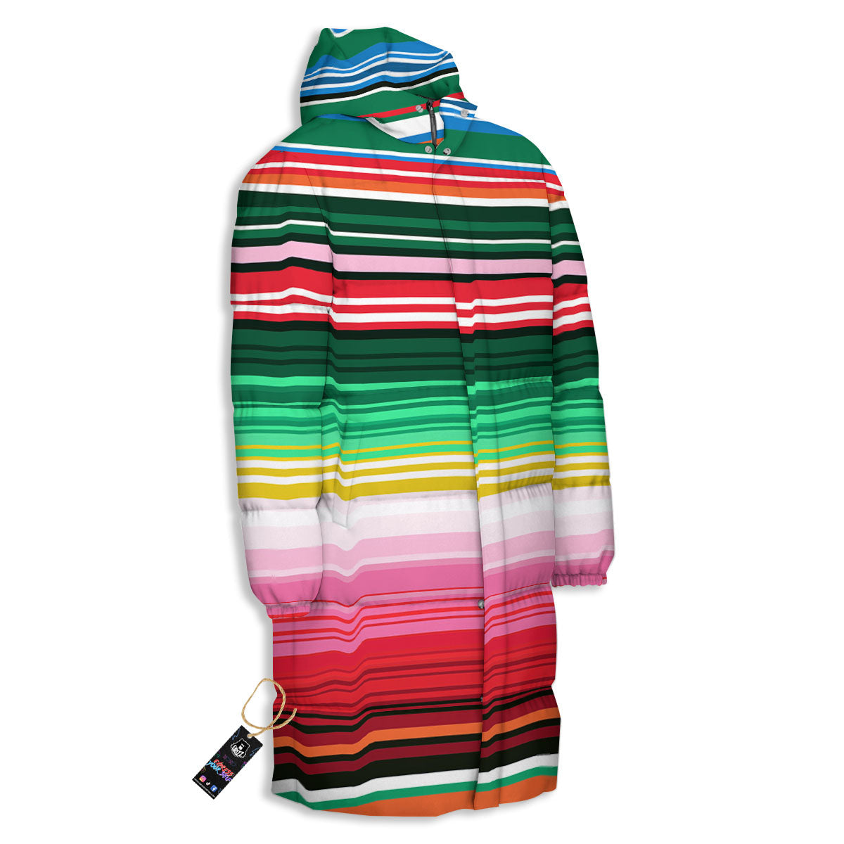Blanket Mexican Serape Print Pattern Long Down Jacket-grizzshop