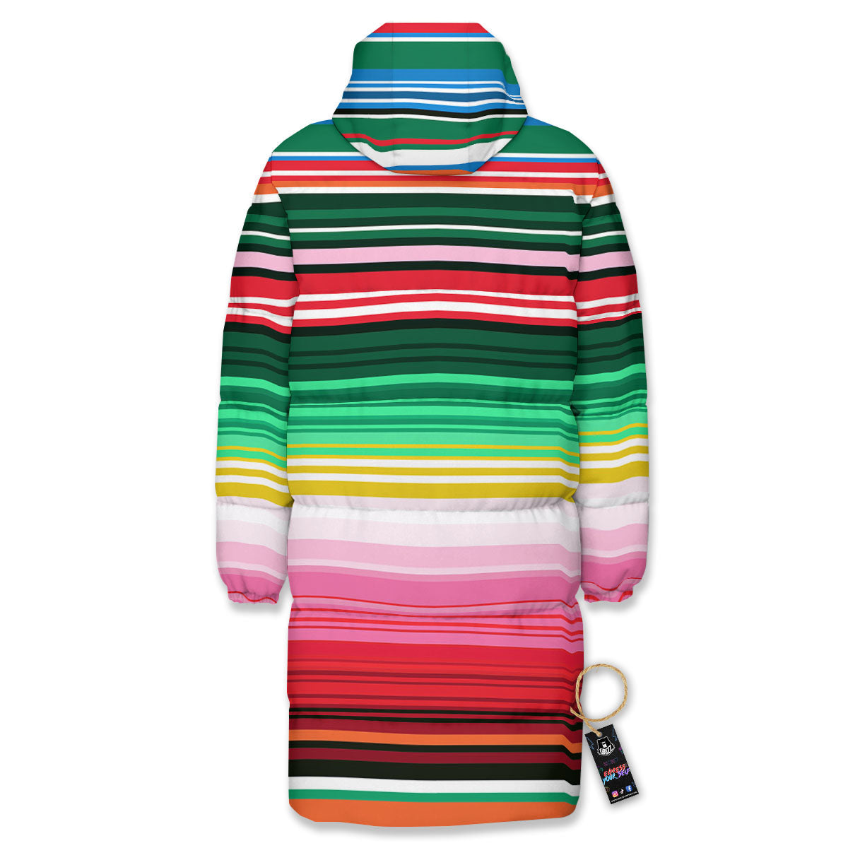 Blanket Mexican Serape Print Pattern Long Down Jacket-grizzshop
