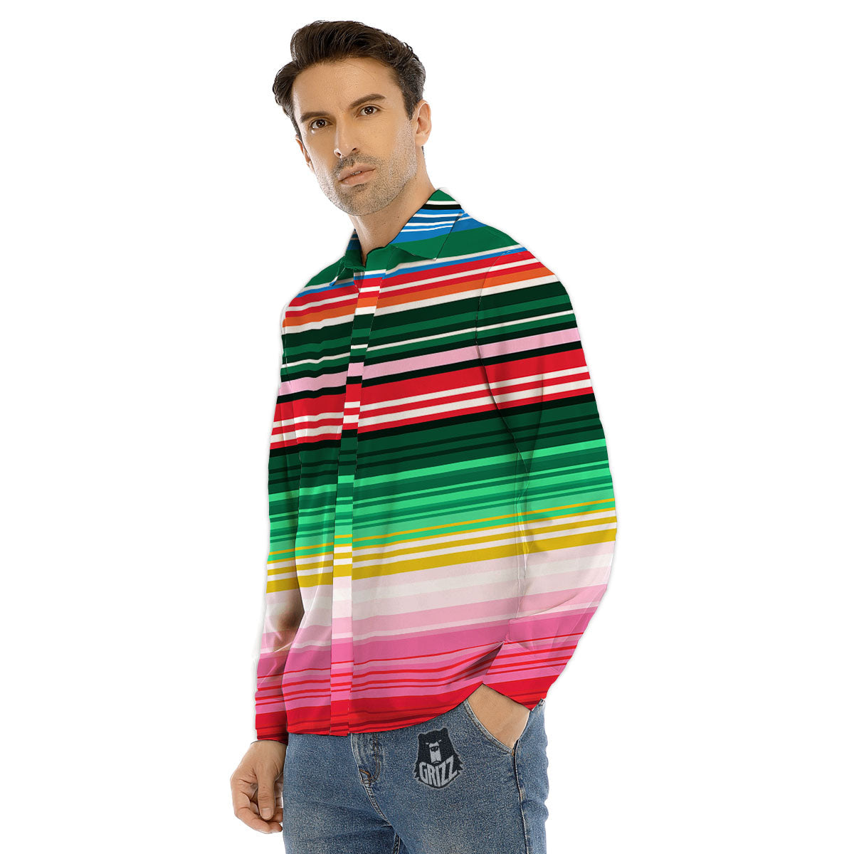 Blanket Mexican Serape Print Pattern Men's Dress Shirts-grizzshop