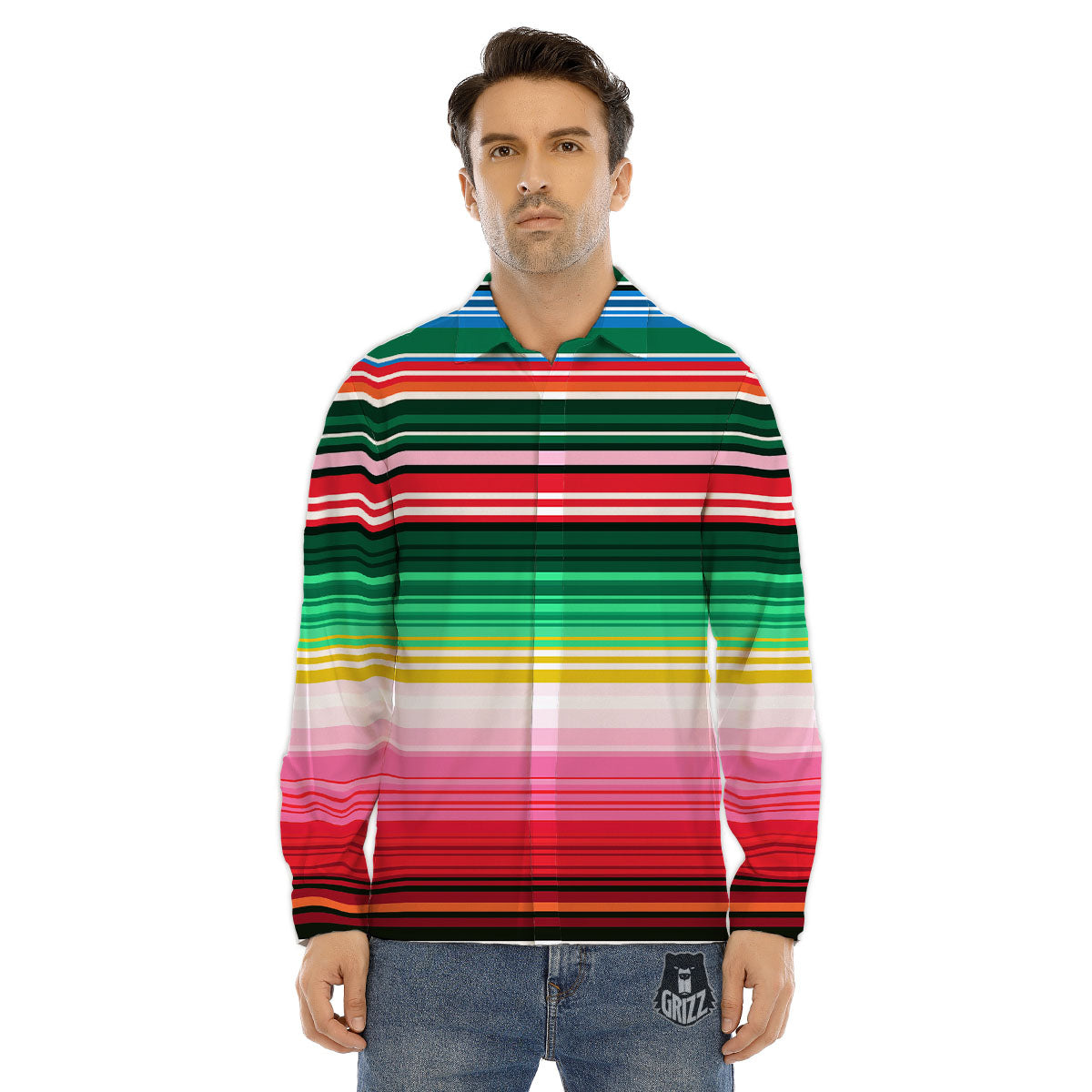 Blanket Mexican Serape Print Pattern Men's Dress Shirts-grizzshop