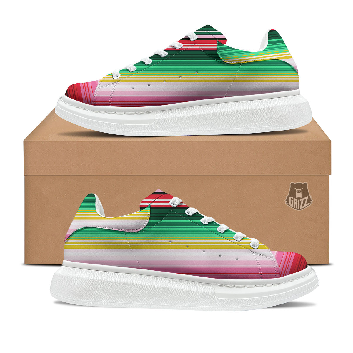 Blanket Mexican Serape Print Pattern Platform Shoes-grizzshop