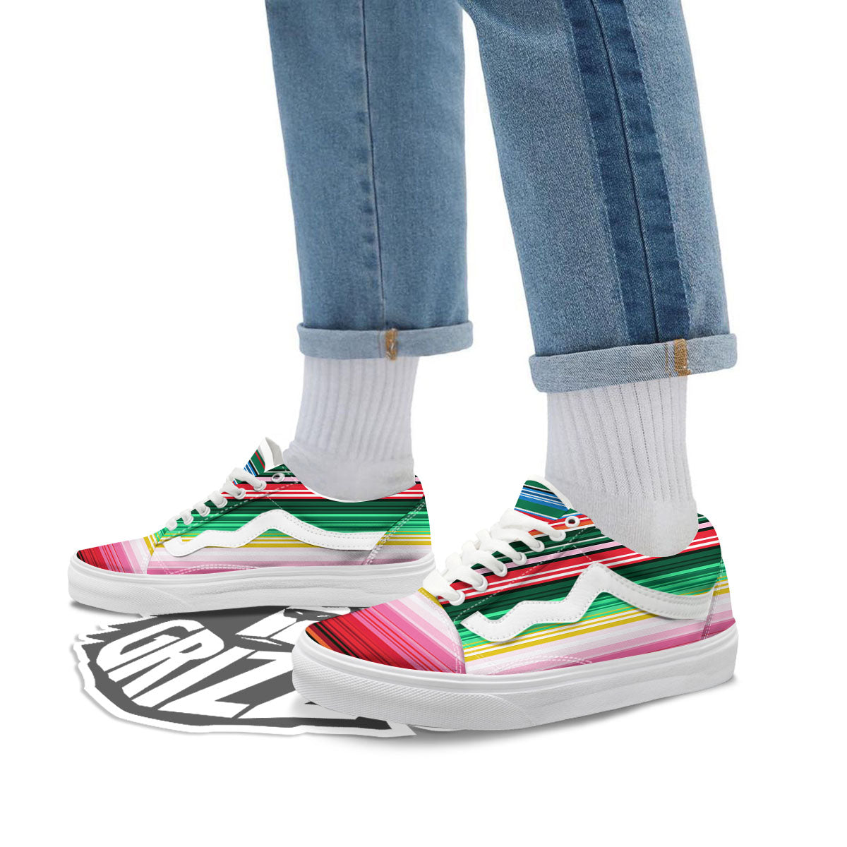 Blanket Mexican Serape Print Pattern Skate Shoes-grizzshop