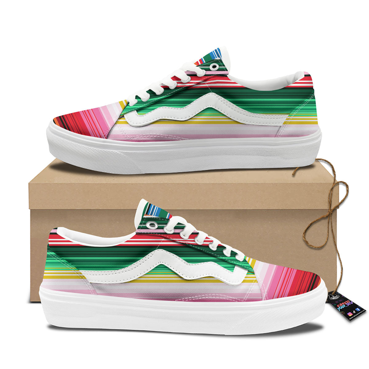 Blanket Mexican Serape Print Pattern Skate Shoes-grizzshop