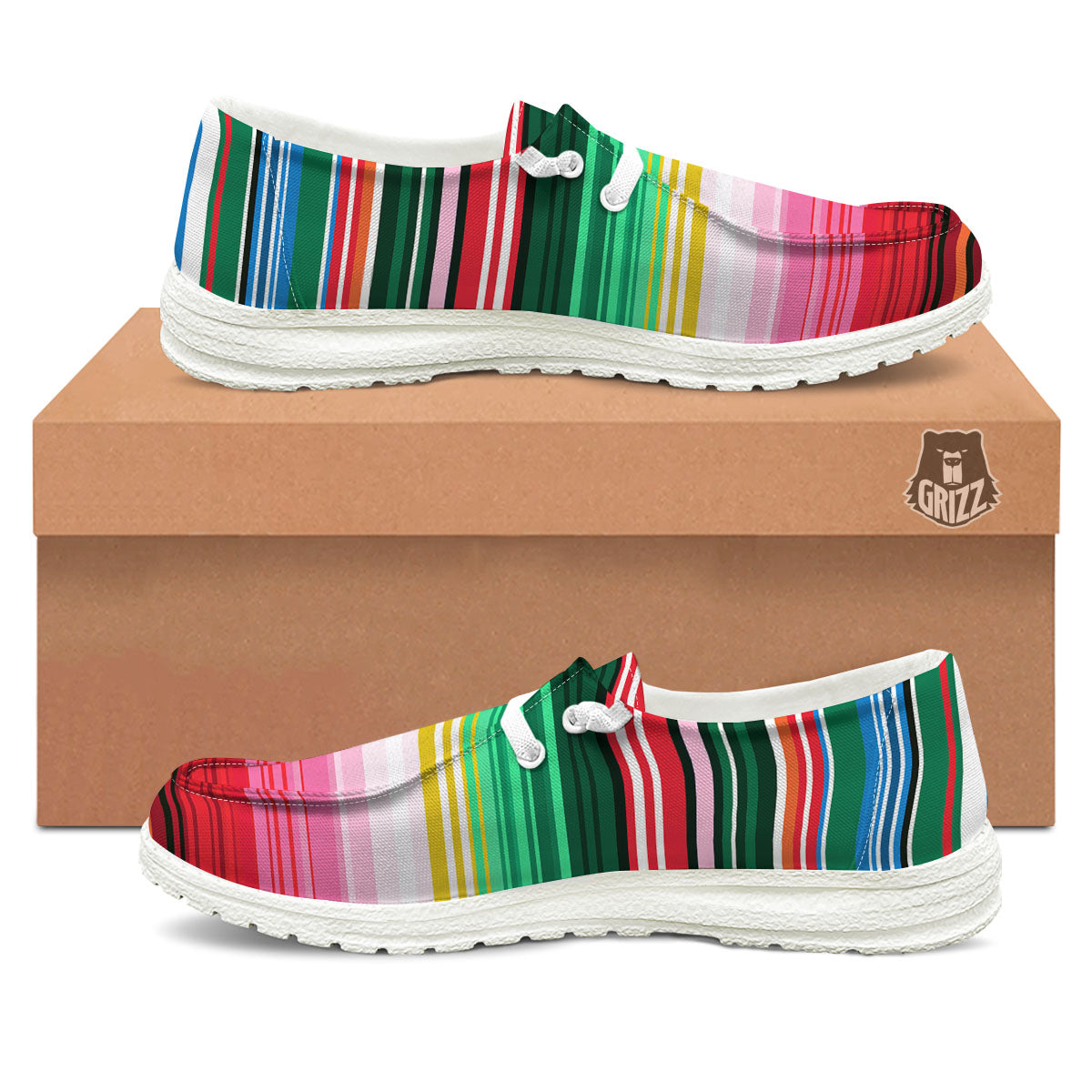Blanket Mexican Serape Print Pattern White Loafers-grizzshop