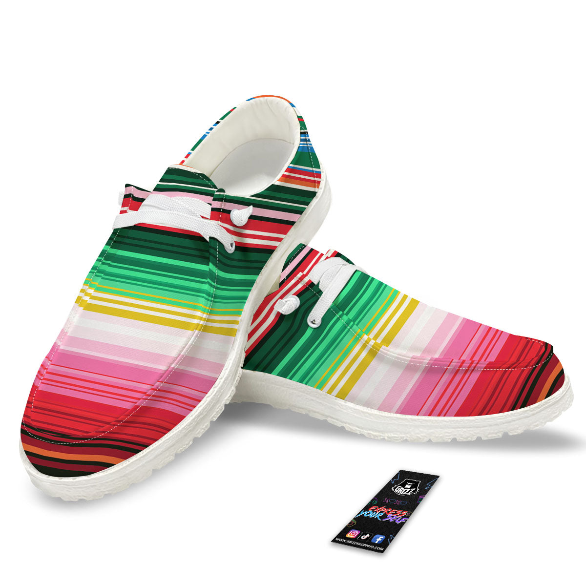 Blanket Mexican Serape Print Pattern White Loafers-grizzshop