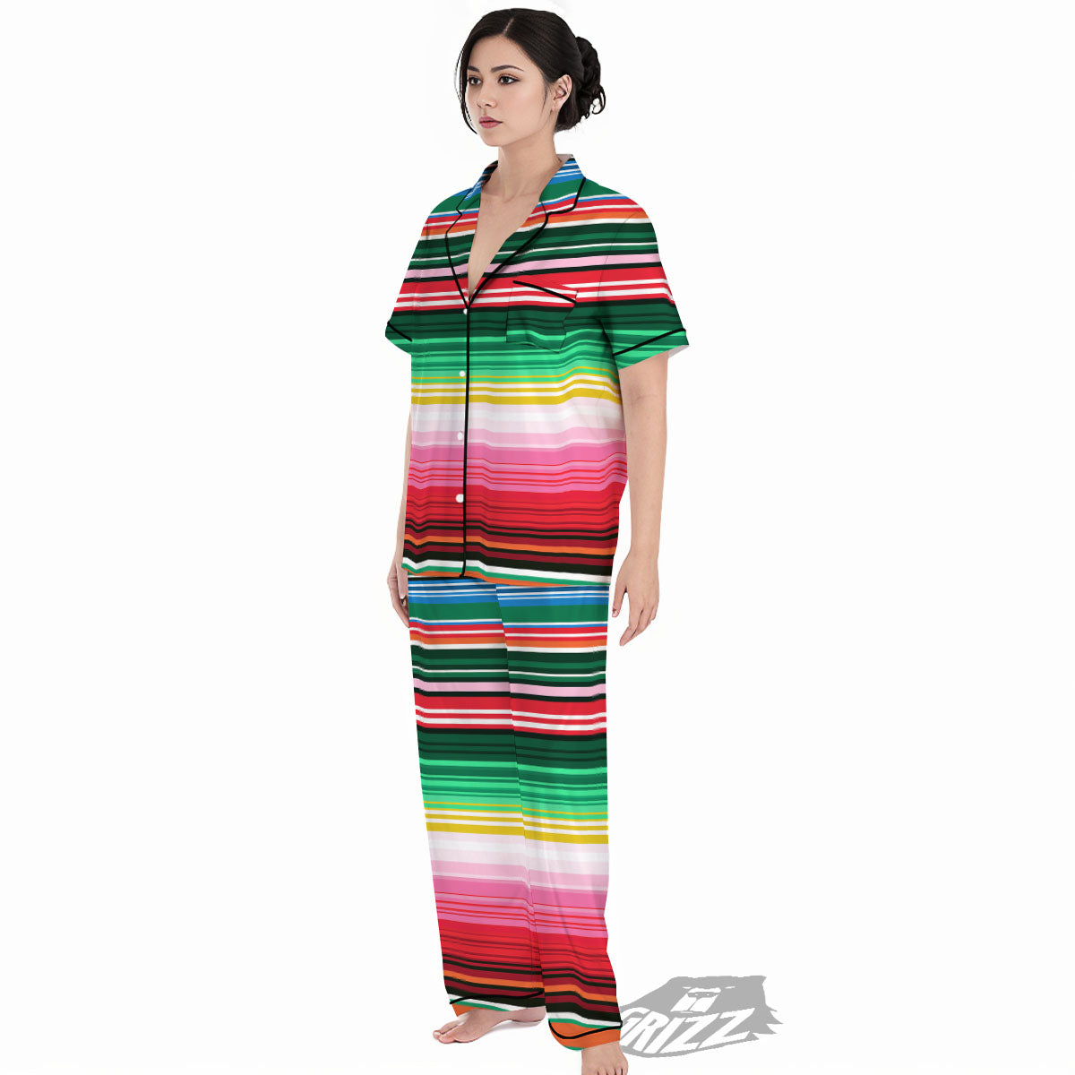 Blanket Mexican Serape Print Pattern Women's Pajamas Set-grizzshop