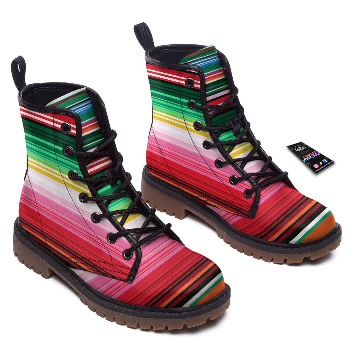 Blanket Mexican Serape Print Pattern Work Boots-grizzshop