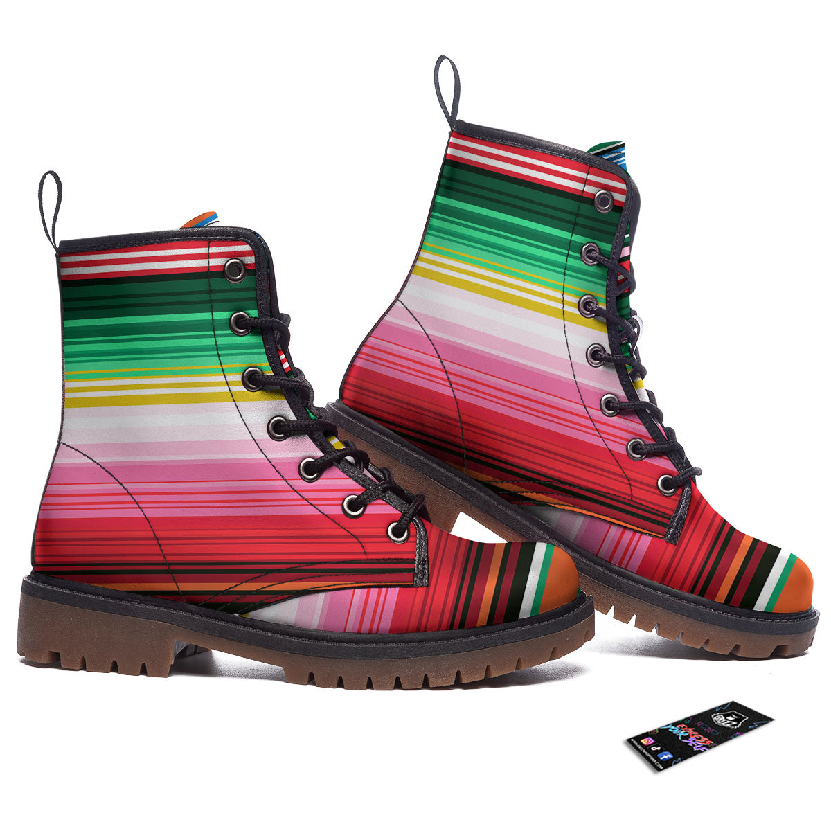 Blanket Mexican Serape Print Pattern Work Boots-grizzshop