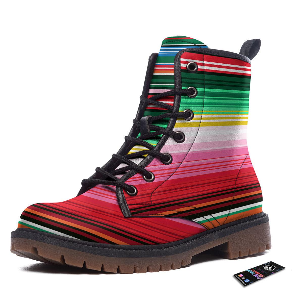Blanket Mexican Serape Print Pattern Work Boots-grizzshop