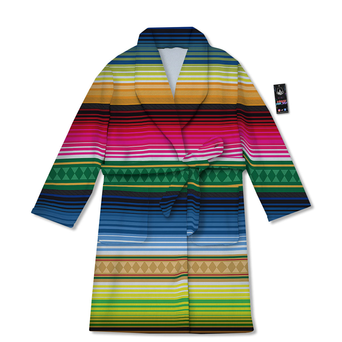 Blanket Mexican Striped Print Pattern Bathrobe-grizzshop