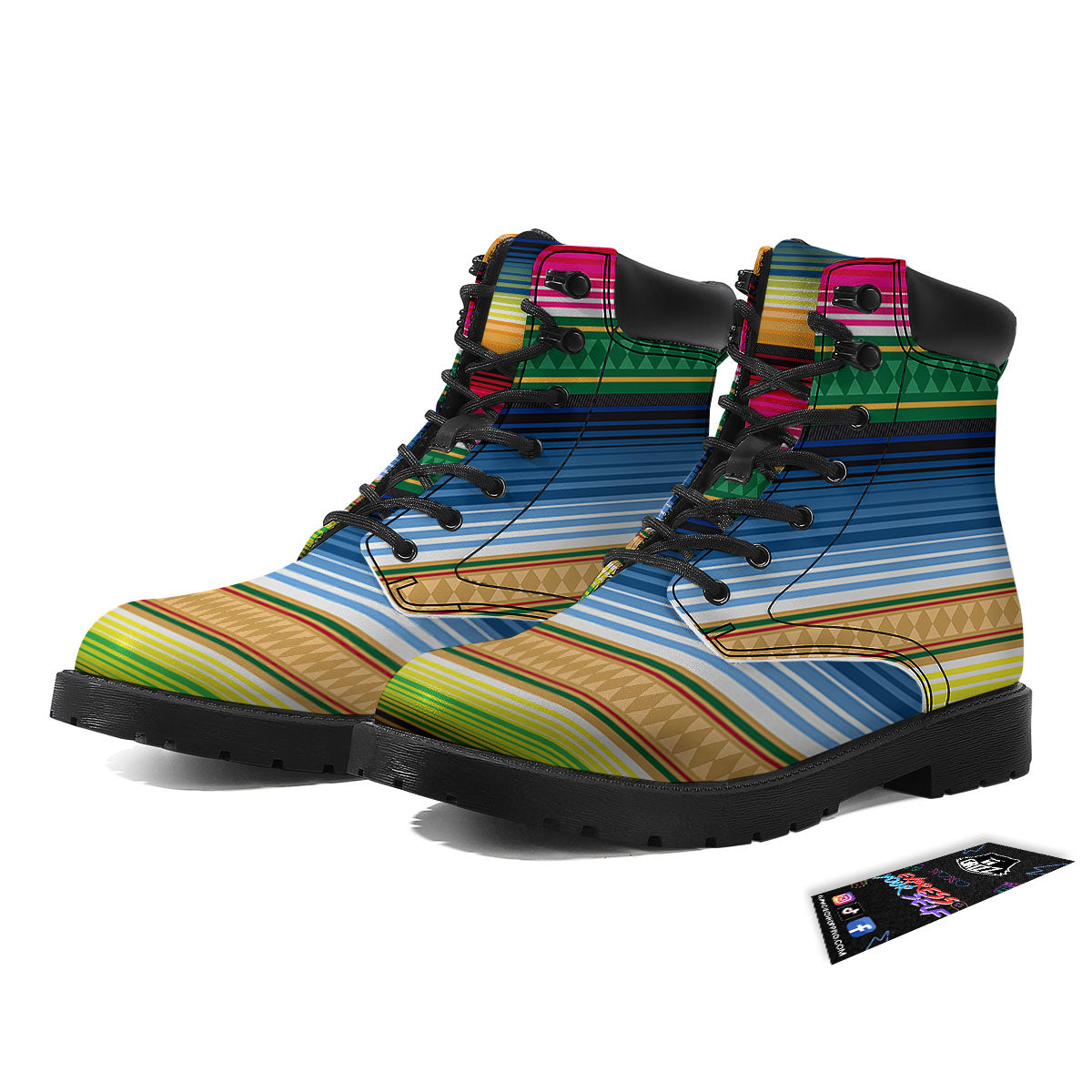 Blanket Mexican Striped Print Pattern Boots-grizzshop