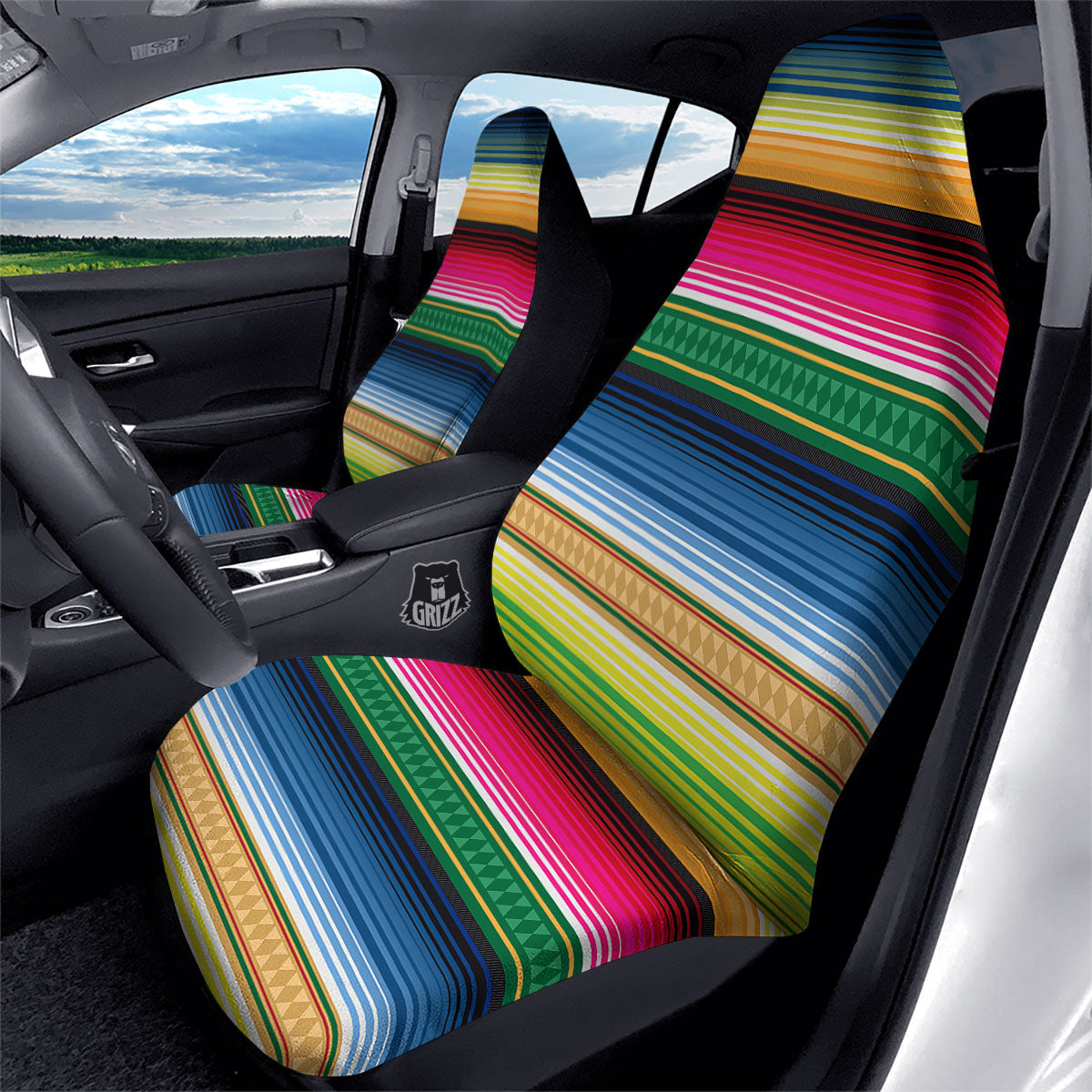 Blanket Mexican Striped Print Pattern Car Seat Covers-grizzshop