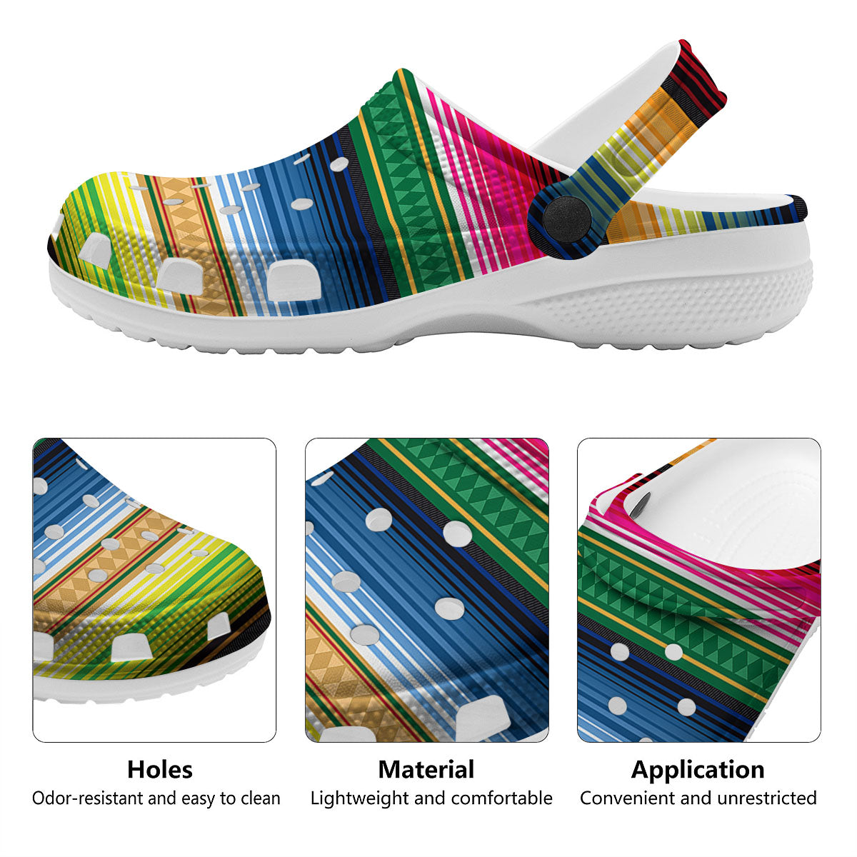 Blanket Mexican Striped Print Pattern Clog-grizzshop